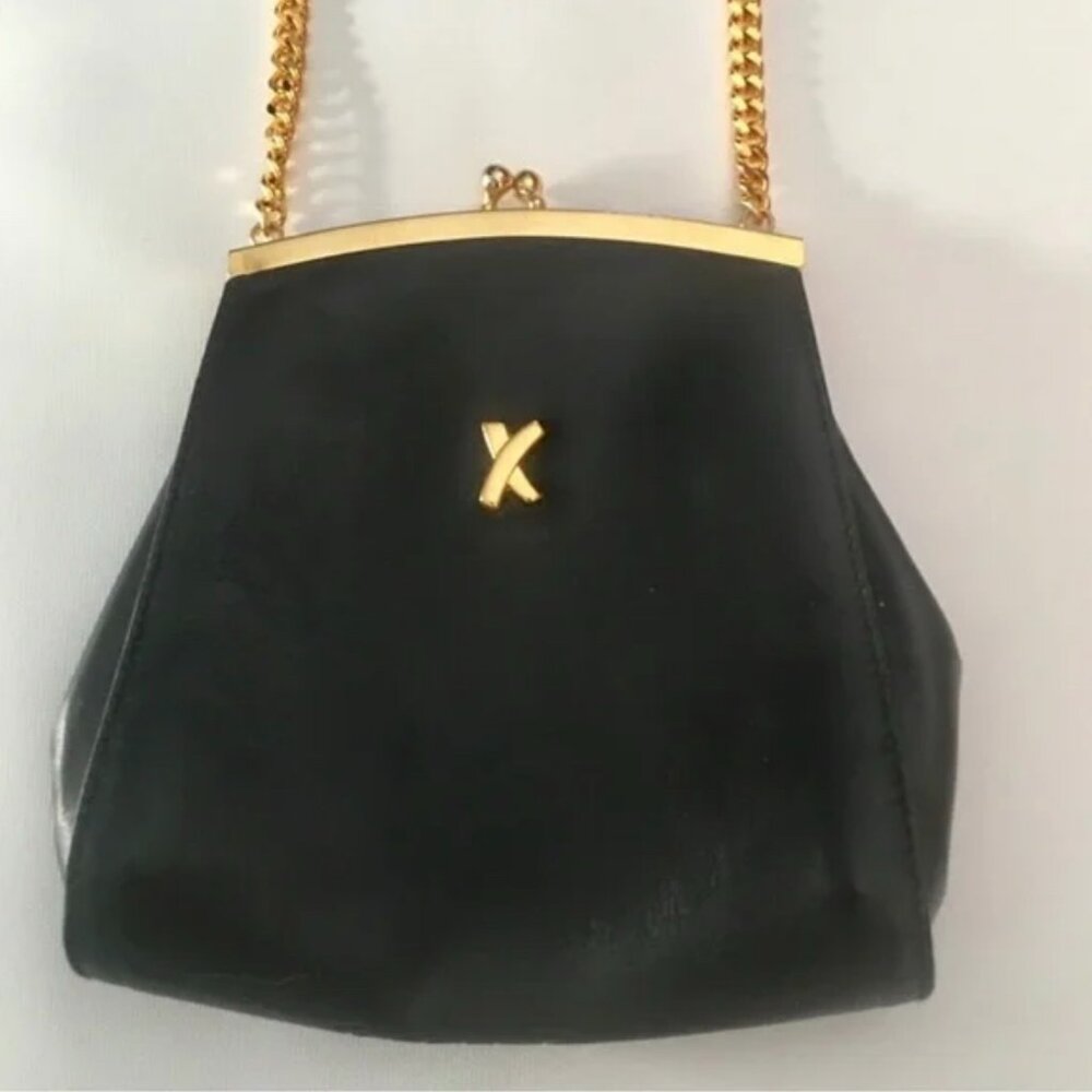Vintage By Paloma Picasso Black Leather Mini Purse (with certification label)